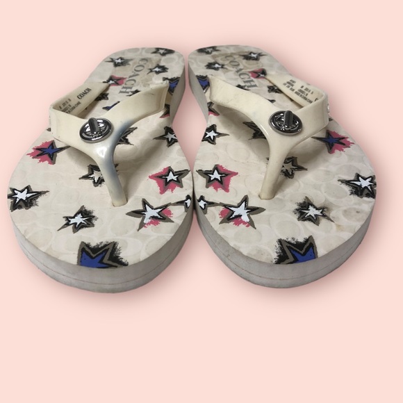 Coach Abbigail Star Rubber Chalk White Thong Flip Flops/Sandals Sz 5 - Picture 3 of 12